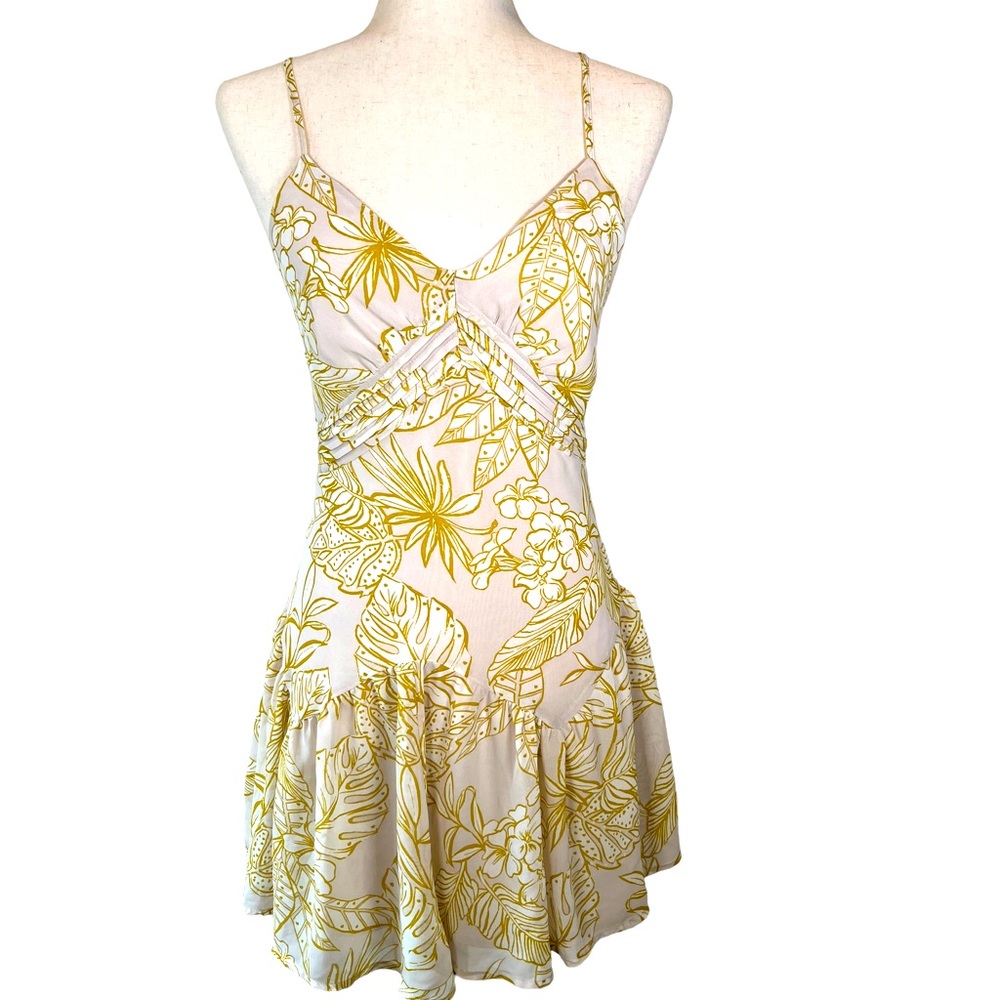 Forever 21 V Neck Slip Dress Spaghetti Strap Mini Dress Size Small, Pink/Gold